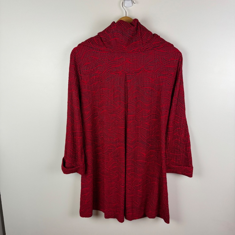 Multiples Textured Button Front Jacket Medium Red… - image 5